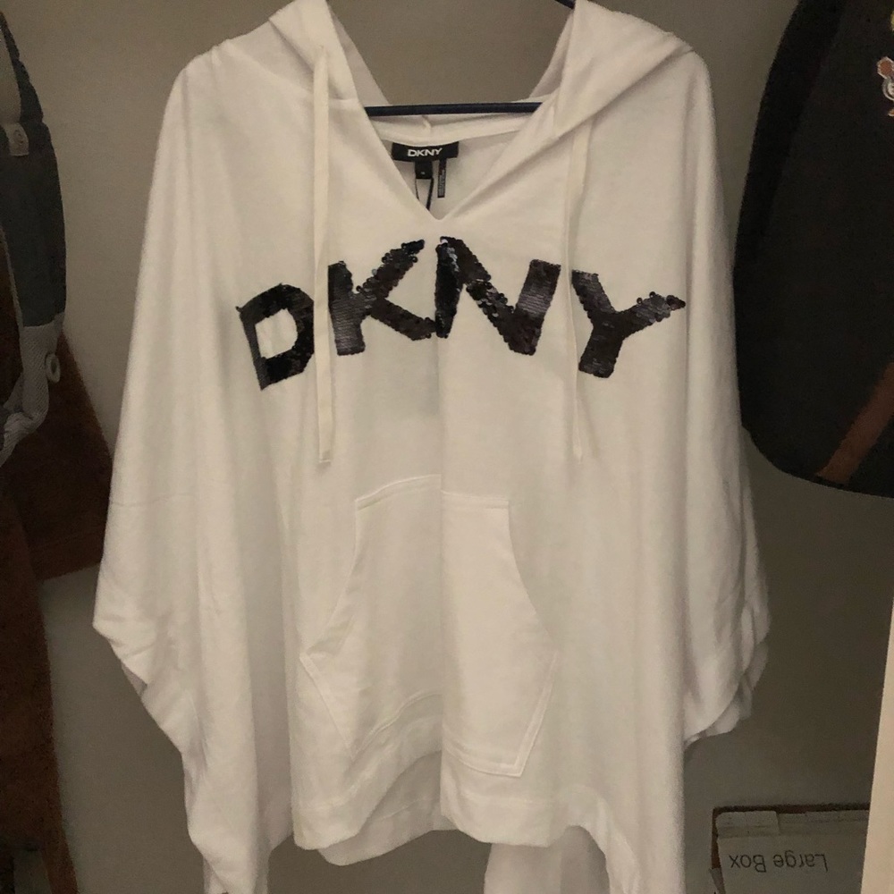 DKNY White Hooded Top